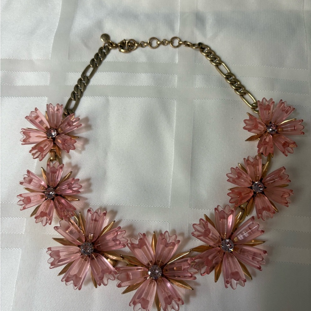 J. Crew Pink Sparkling Flower Necklace